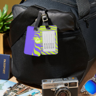 Étiquette À Bagage Impression zèbre Pop Art jaune néon et violet