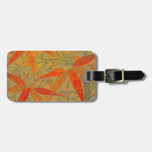Étiquette À Bagage Imprimé vintage d'art en bambou terreux orange