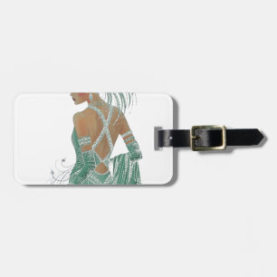 Étiquette À Bagage Imprimer vintage Ladies Gogo Green Art