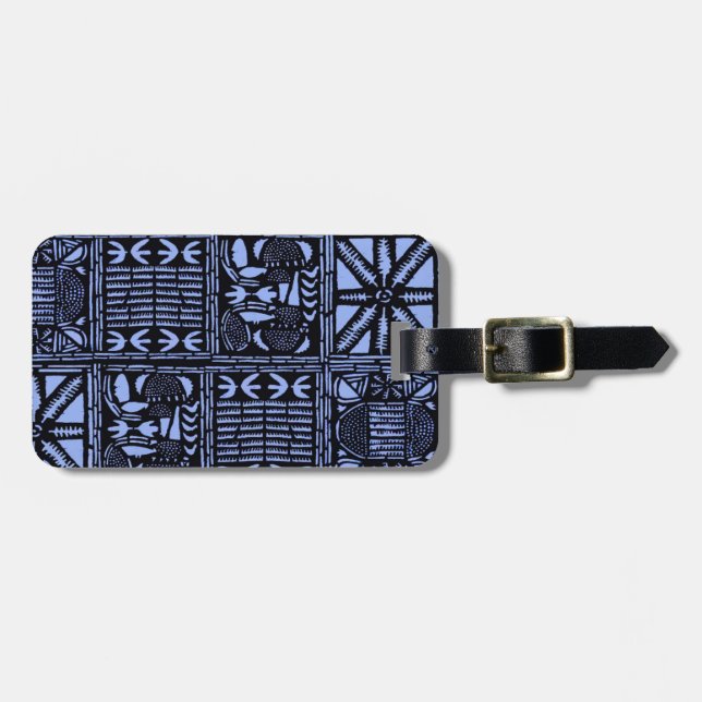 Étiquette À Bagage Indigo Batik Quilt - Blue (Devant horizontal)