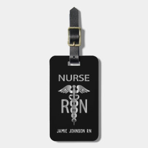 Étiquette À Bagage infirmière de la RN - gris argenté et noir