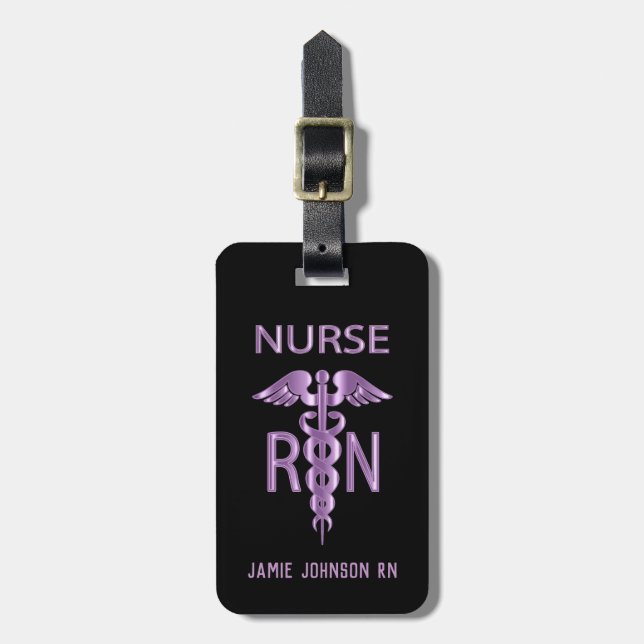 Étiquette À Bagage infirmière de la RN - violet et noir (Devant Vertical)
