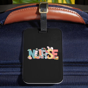 Étiquette À Bagage Infirmière de Pâques Stéthoscope Lapin Œufs