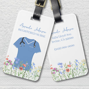 Étiquette À Bagage Infirmière personnalisée RN LPN NP Blue Scrubs