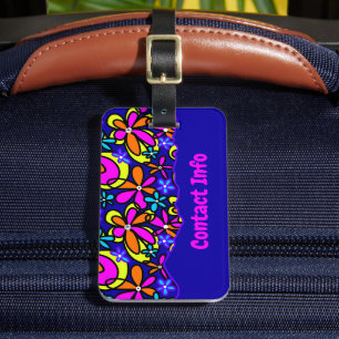 Étiquette À Bagage Informations de contact florales audacieuses