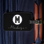 Étiquette À Bagage Initial Family Name Monogram Circle<br><div class="desc">monogram and family name in center of tag. Other colors available in the shop.</div>