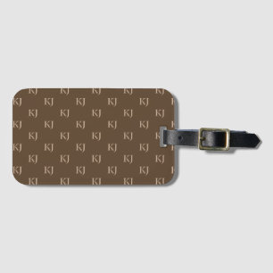 Étiquette À Bagage Initiales Brown et beige Motif