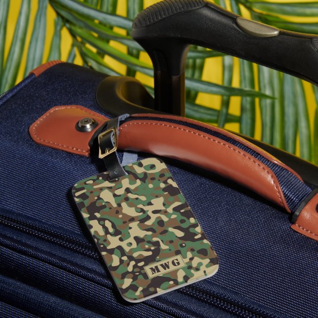 Étiquette À Bagage Initiales du monogramme motif camouflage Camo (Insitu Rectoal 1)