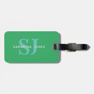 Étiquette À Bagage Initiales minimaux gras modernes Monogramme bleu v