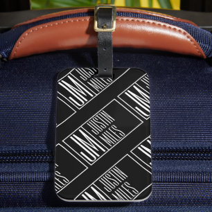 Étiquette À Bagage Initiales modernes avec motif de monogramme de nom