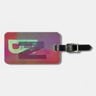 Étiquette À Bagage Initiales Monogramme Art Grunge Funky Violet Vert