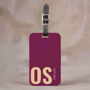 Étiquette À Bagage Initiales Monogramme Bourgogne Moderne Professionn