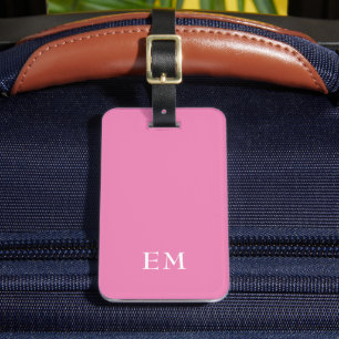 Étiquette À Bagage Initiales monogrammes minimes roses modernes
