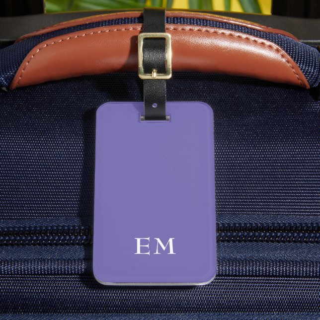 Étiquette À Bagage Initiales monogrammes minimes violets modernes (Insitu Rectoal 2)