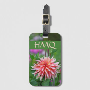 Étiquette À Bagage Initiales personnelles de la fleur de dahlia orang