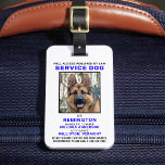 Étiquette À Bagage Insigne d'identité photo de chien de service perso<br><div class="desc">Chien de service - Identifiez facilement votre chien comme chien de service actif, tout en gardant votre chien concentré et en réduisant les distractions tout en travaillant avec l'un de ces badges d'identification de chien de service k9. Bien qu'il ne soit pas obligatoire, un badge d'identification de chien aidant vous...</div>