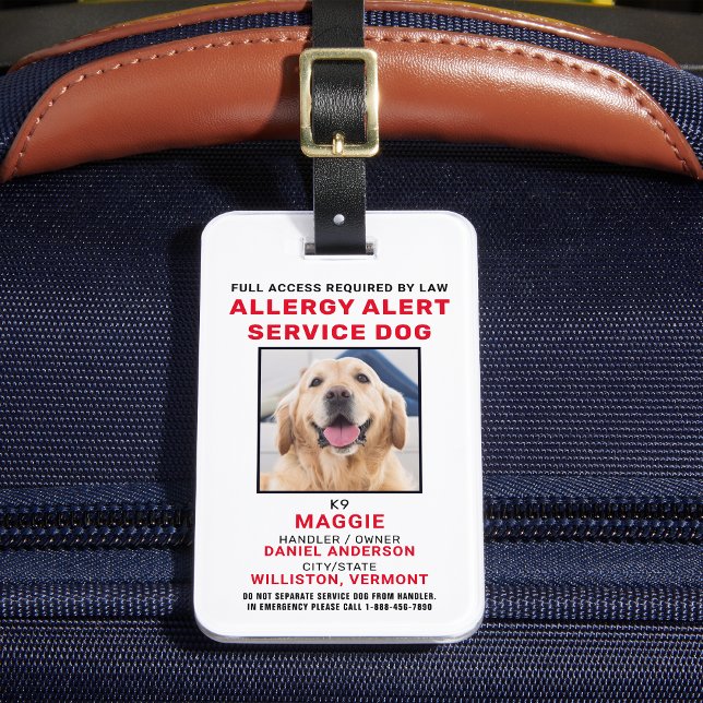 Étiquette À Bagage Insigne d'identité photo du chien du Service d'ale (Créateur téléchargé)