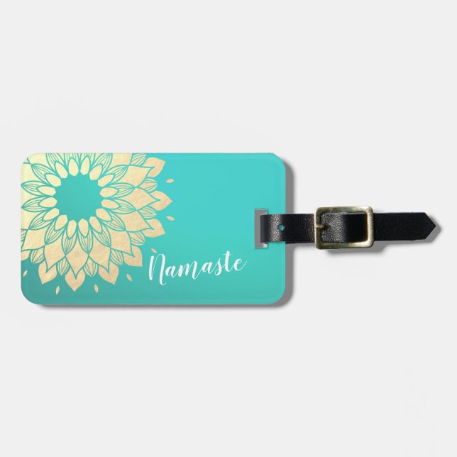 Étiquette À Bagage Instructeur de méditation Yoga Studio Golden Manda (Devant horizontal)