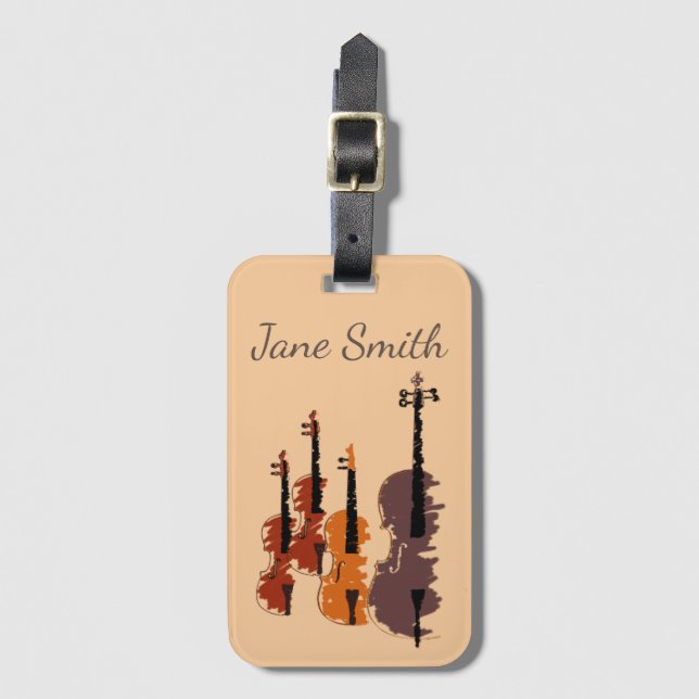 Étiquette À Bagage Instrument de violon de nom musical coque musique  (Devant Vertical)