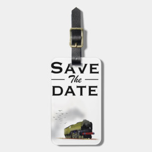 Étiquette À Bagage Invitation vintage locomotive Enregistrez la date