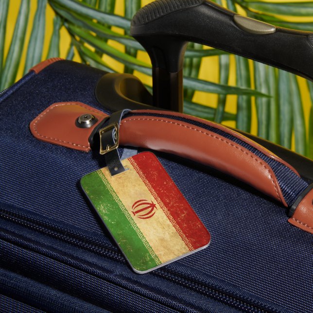 Étiquette À Bagage Iran - Drapeau Vintage (Insitu Rectoal 1)