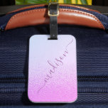 Étiquette À Bagage Iridescente Girly rose Shimmer Nom personnalisé<br><div class="desc">Iridescente Girly Pink Shimmer Nom personnalisé Les étiquettes de bagage comportent un motif chimmer moderne rose et bleu irisé avec votre nom personnalisé dans le centre. Conçu par ©Evco Studio www.zazzle.com/store/evcostudio</div>