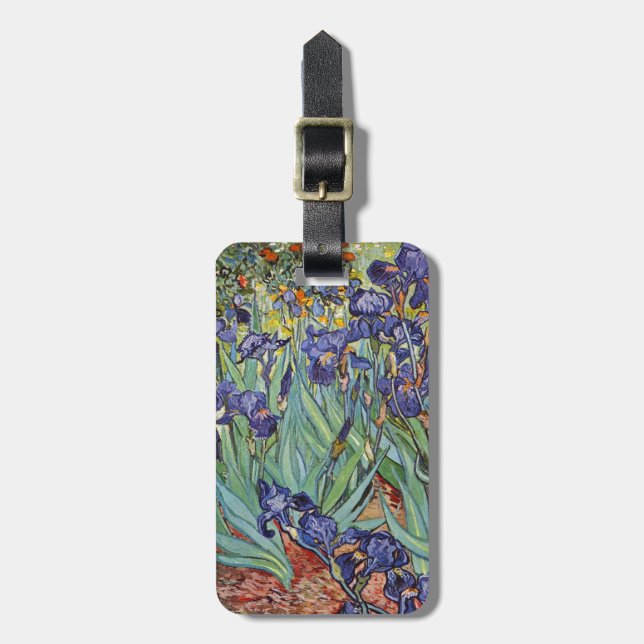 Étiquette À Bagage Iris de Van Gogh Peinture Impressionniste (Devant Vertical)