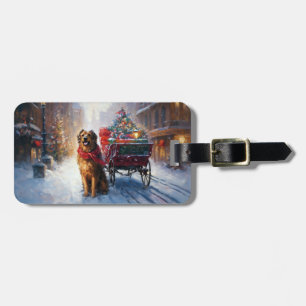 Étiquette À Bagage Irish Setter Saison de Noël festive