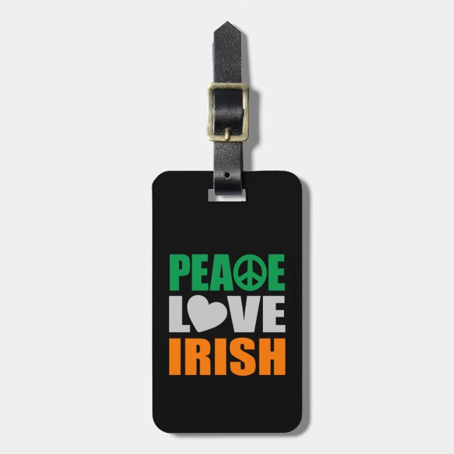 Étiquette À Bagage Irlandais d'amour de paix (Devant Vertical)