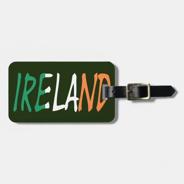 Étiquette À Bagage Irlande superposée sur Irish Flag Custom Details l (Devant horizontal)