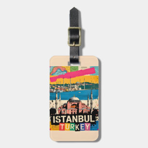 Étiquette À Bagage Istanbul Turquie Sainte-Sophie Art Pop Rétro Voyag