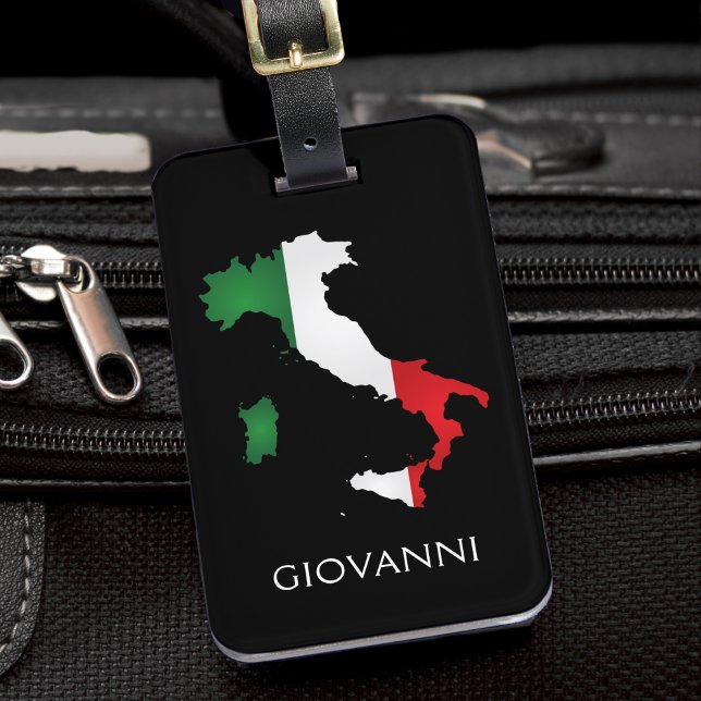Étiquette À Bagage Italie Drapeau italien Rouge Blanc Vert Italia Car (italy map italian flag colors black luggage tag)
