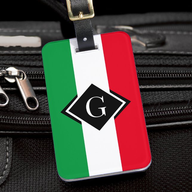 Étiquette À Bagage Italie Drapeau italien Rouge Blanc Vert Italia Ini (italy italian flag monogram luggage tag)