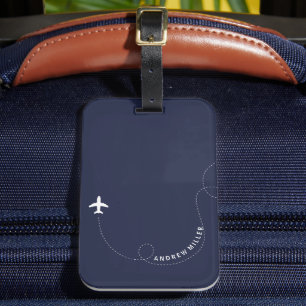 Étiquette À Bagage Itinéraire d'avion en vol Nom personnalisé couleur