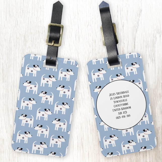 Étiquette À Bagage Jack Russell Terrier Chien personnalisé (Fun Parson Jack Russell Terrier dog pattern personalized luggage tag for dog lovers)