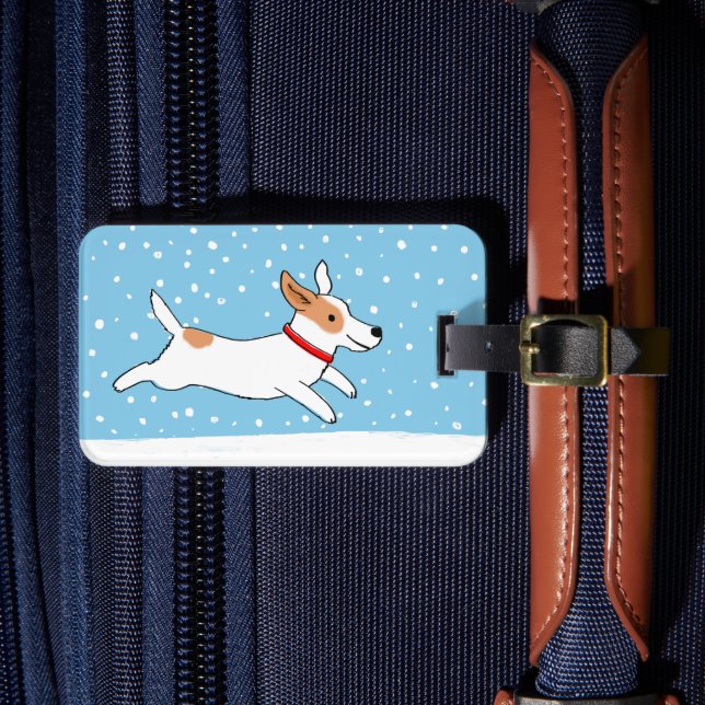 Étiquette À Bagage Jack Russell Terrier - Joyeux Chien d'hiver (Insitu Rectoal 4)