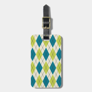 Étiquette À Bagage Jacquard Bleu Et Vert