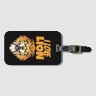 Étiquette À Bagage J'adore le Lion – Conception pour amateur d'animau