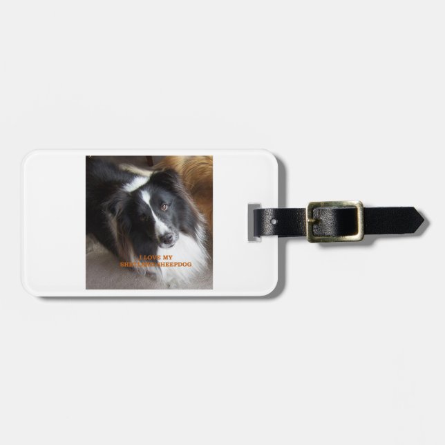 Étiquette À Bagage J'adore mon Shetland Sheepdog (Devant horizontal)