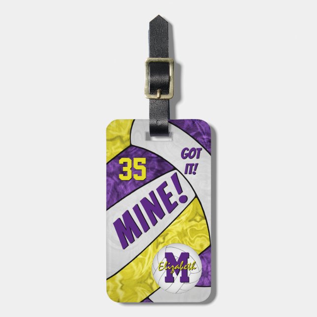 Étiquette À Bagage J'ai compris ! les filles violet or volleyball des (Devant Vertical)