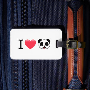 Étiquette À Bagage J'ai le coeur Panda sur blanc