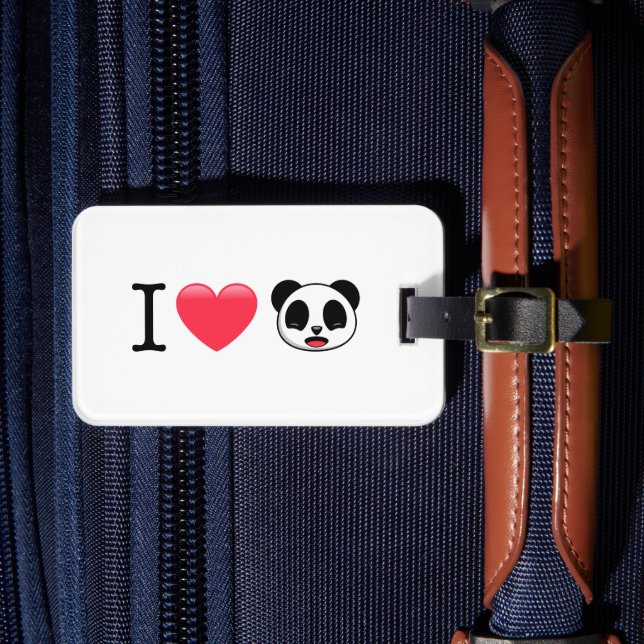 Étiquette À Bagage J'ai le coeur Panda sur blanc (Insitu Rectoal 4)