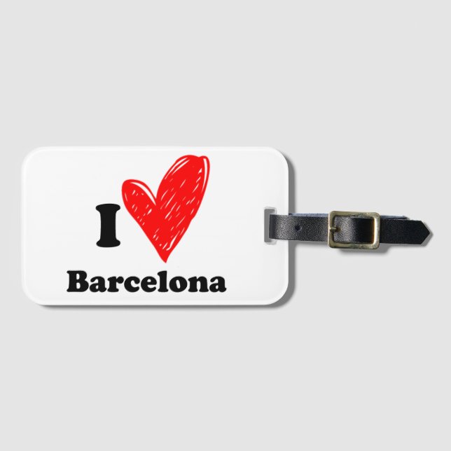 Étiquette À Bagage J'aime Barcelone (Devant Horizontal)