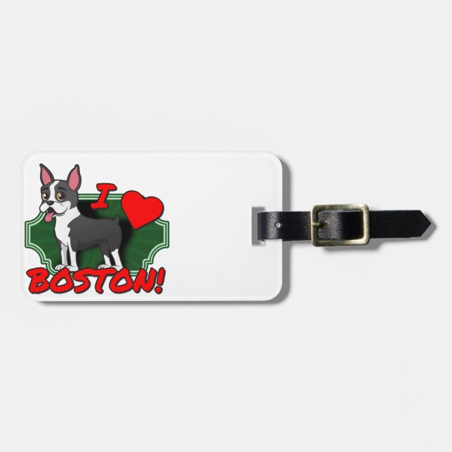 Étiquette À Bagage J'aime Boston (Devant horizontal)