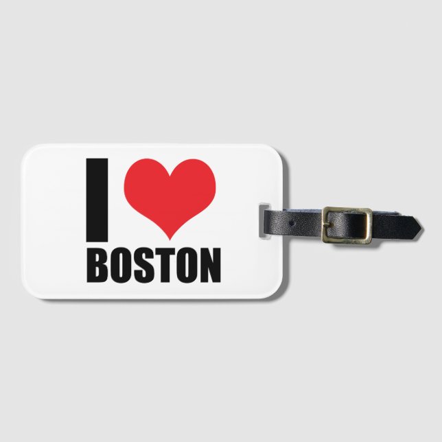 Étiquette À Bagage J'aime Boston (Devant Horizontal)