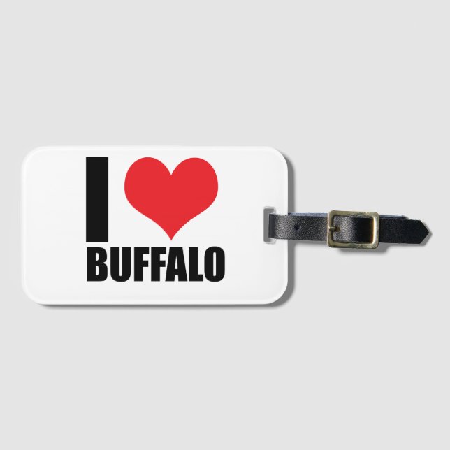 Étiquette À Bagage J'aime Buffalo (Devant Horizontal)
