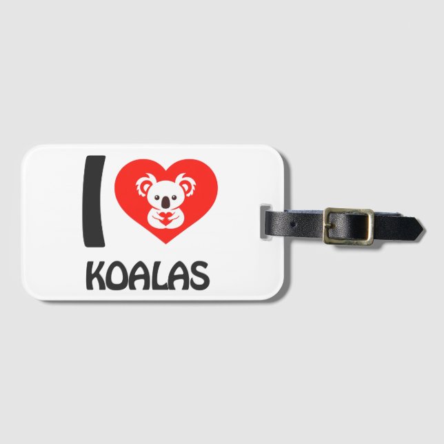 Étiquette À Bagage J'aime Koalas (Devant Horizontal)