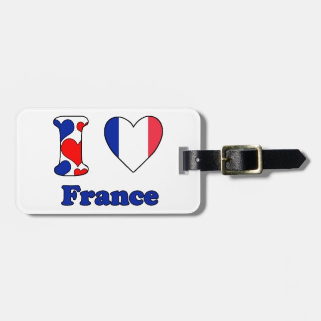 Étiquette À Bagage J'aime la France (Devant horizontal)