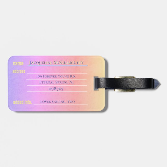 Étiquette À Bagage #"J'aime la plage"sunrise modèle adresse (Dos horizontal)