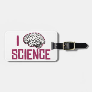 Étiquette À Bagage J'aime la Science (le cerveau)